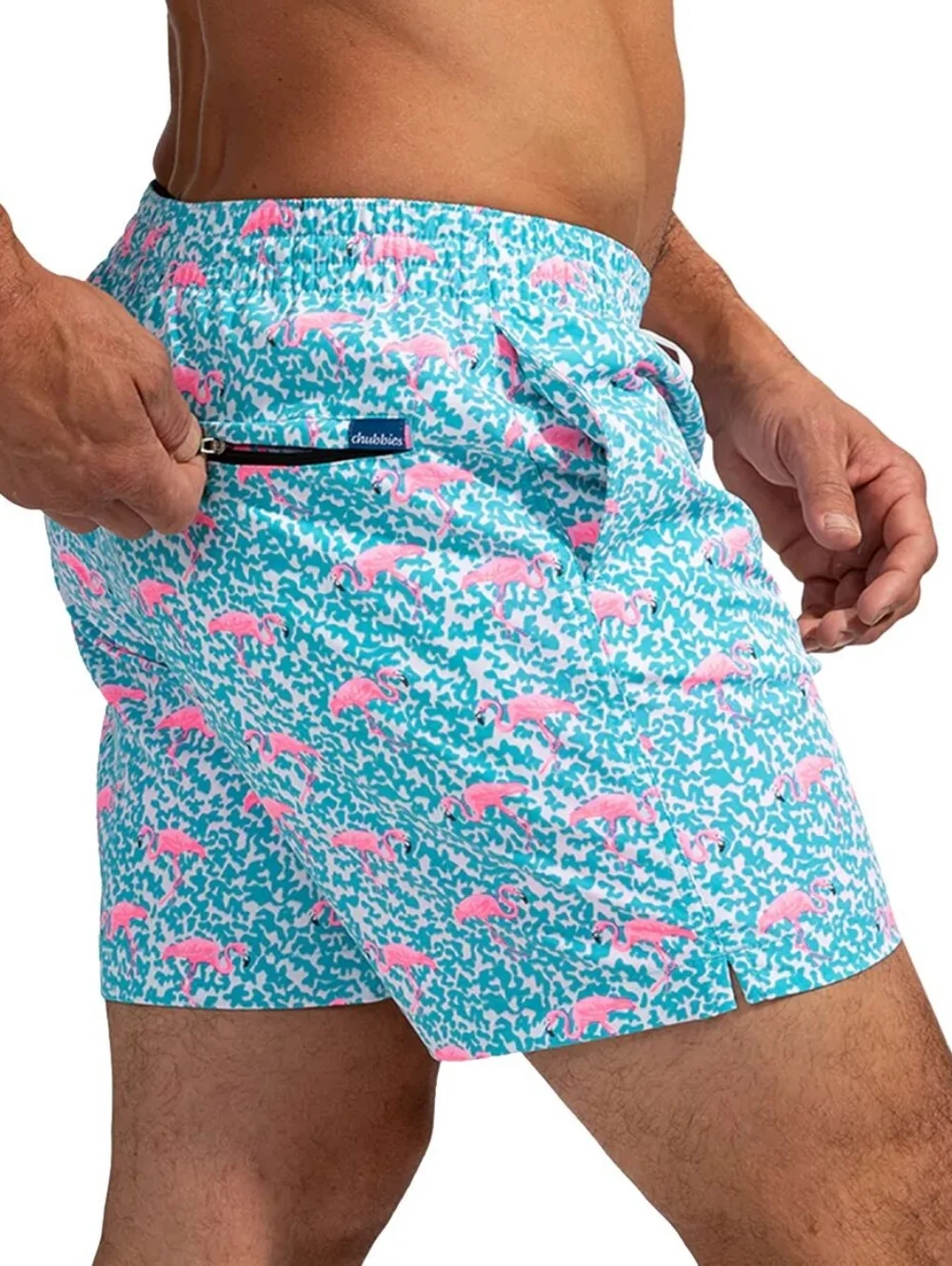 CHUBBIES Swim Trunks The Domingos Are For Flamingos Blue Pink Swim Shorts XL